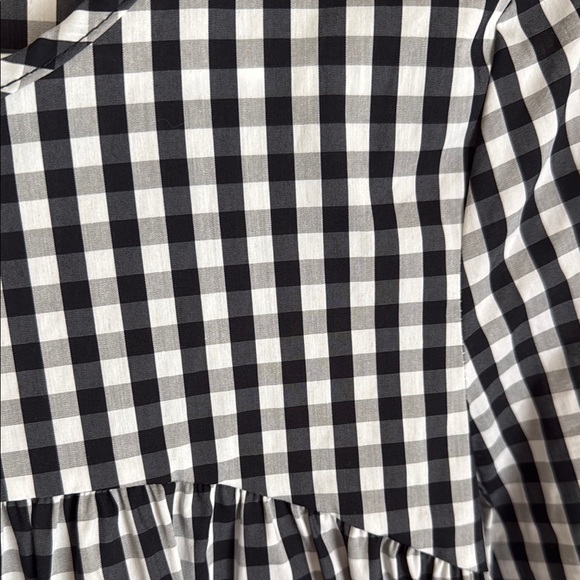 Black and White Gingham Blouse with Three-Quarter Sleeves - Picture 4 of 4